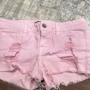KLIQUE B PINK CUT OFF DISTRESSES SHORTS